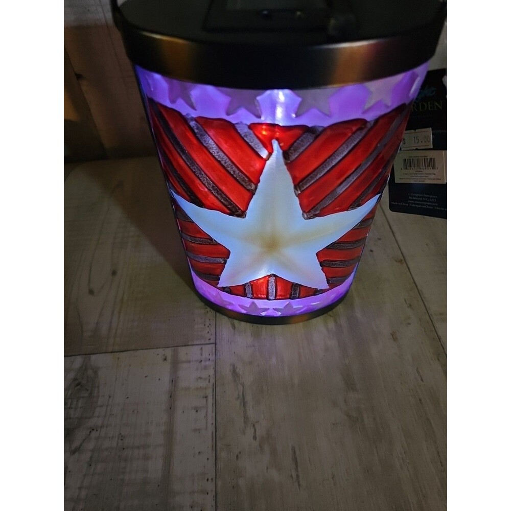 Solar LED Lantern Patriotic Star Hanging Light Outdoor Waterproof